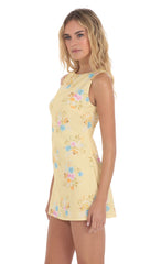 Floral High Neck Dress in Yellow