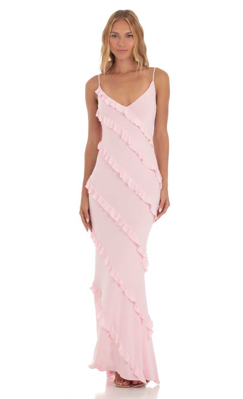 Ruffle Maxi Dress in Pink