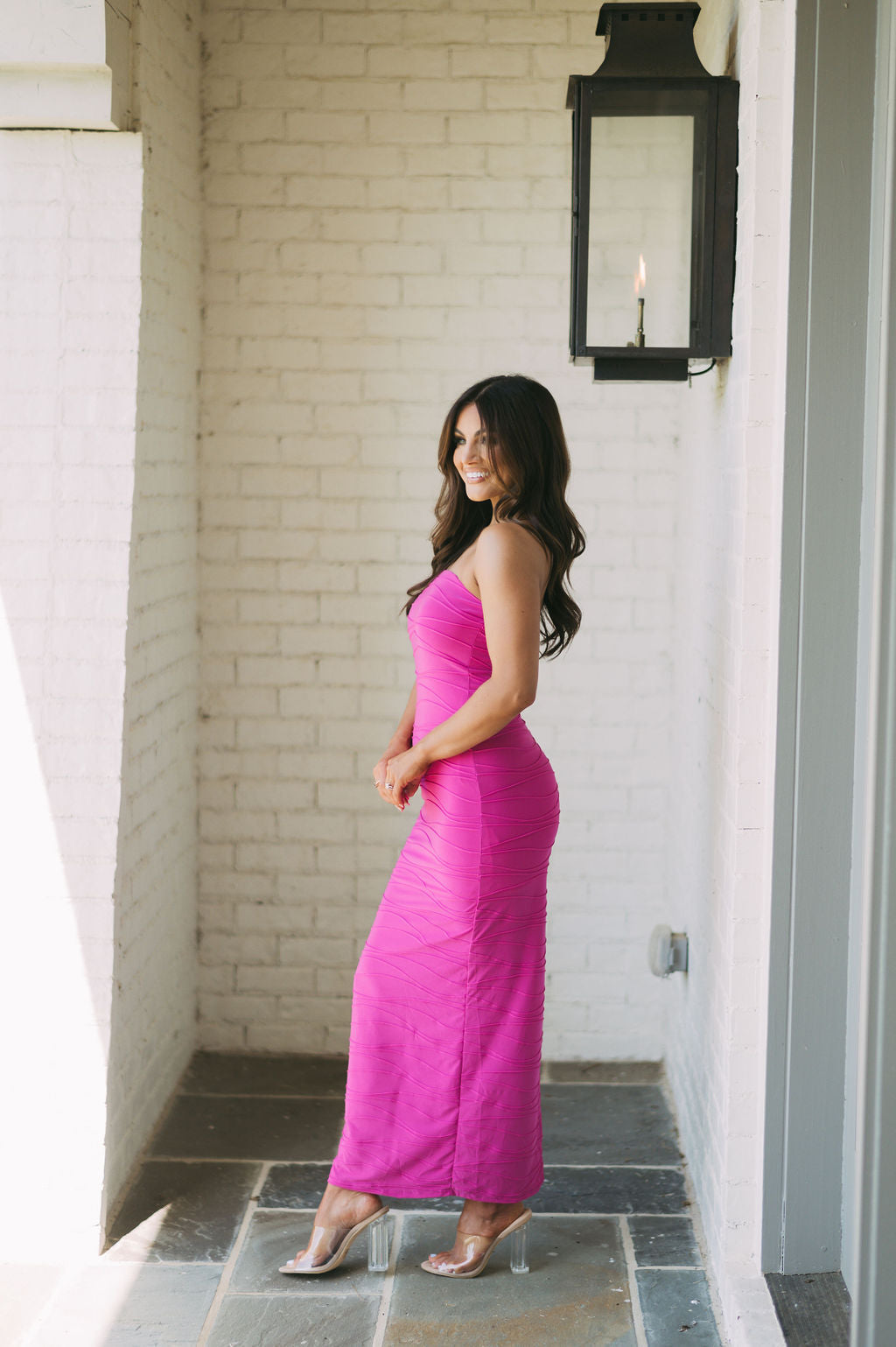 Textured Tube Dress-Berry Pink