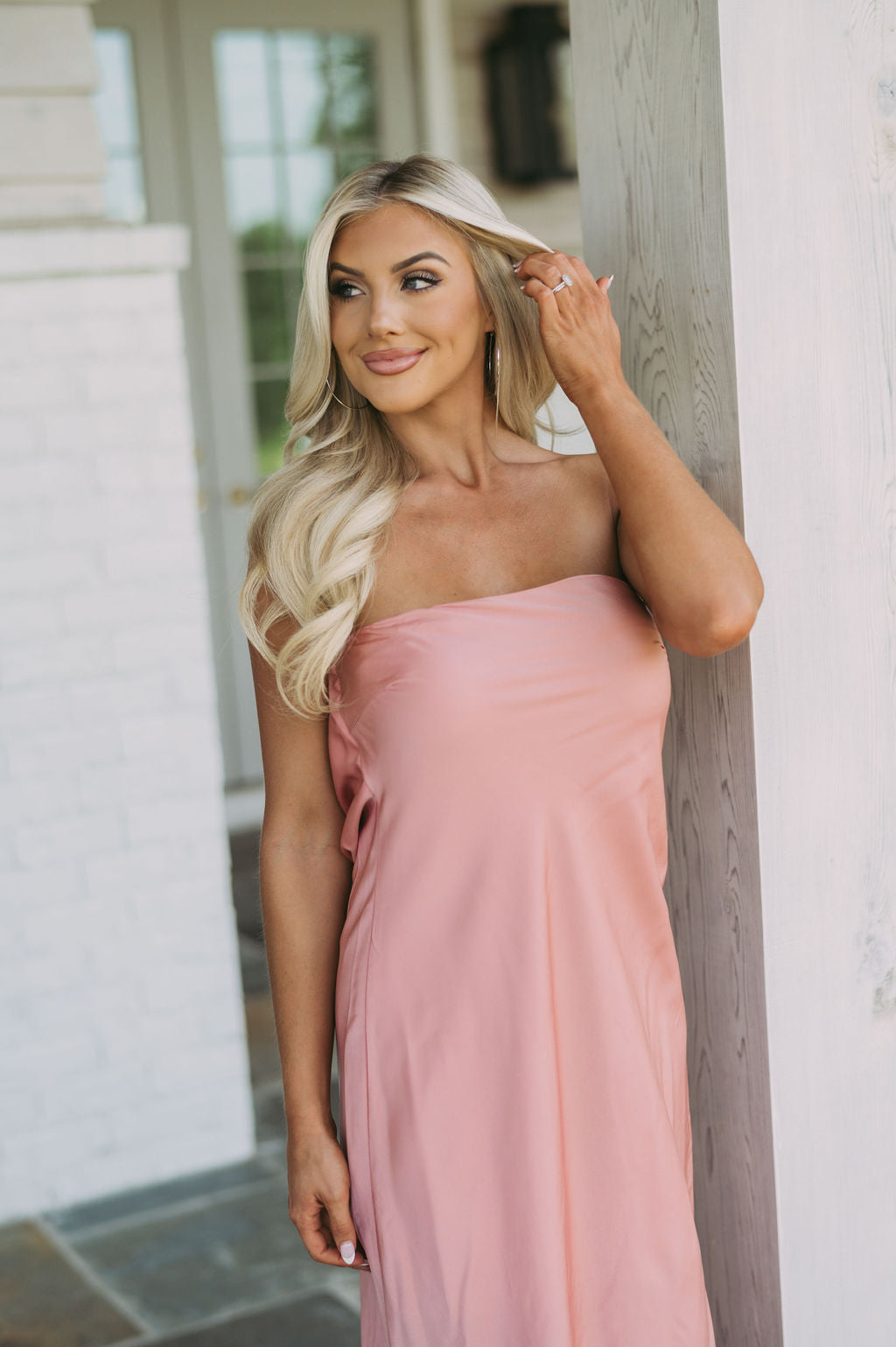 Cowl Back Satin Midi Dress