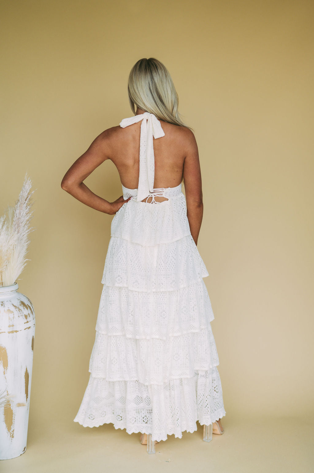 Tiered Halter Maxi DressCream