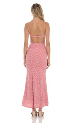 Textured Floral Maxi Dress in Pink