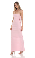 Back Bow Maxi Dress in Pink