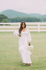 Eyelet Sleeve Ruffled Maxi White