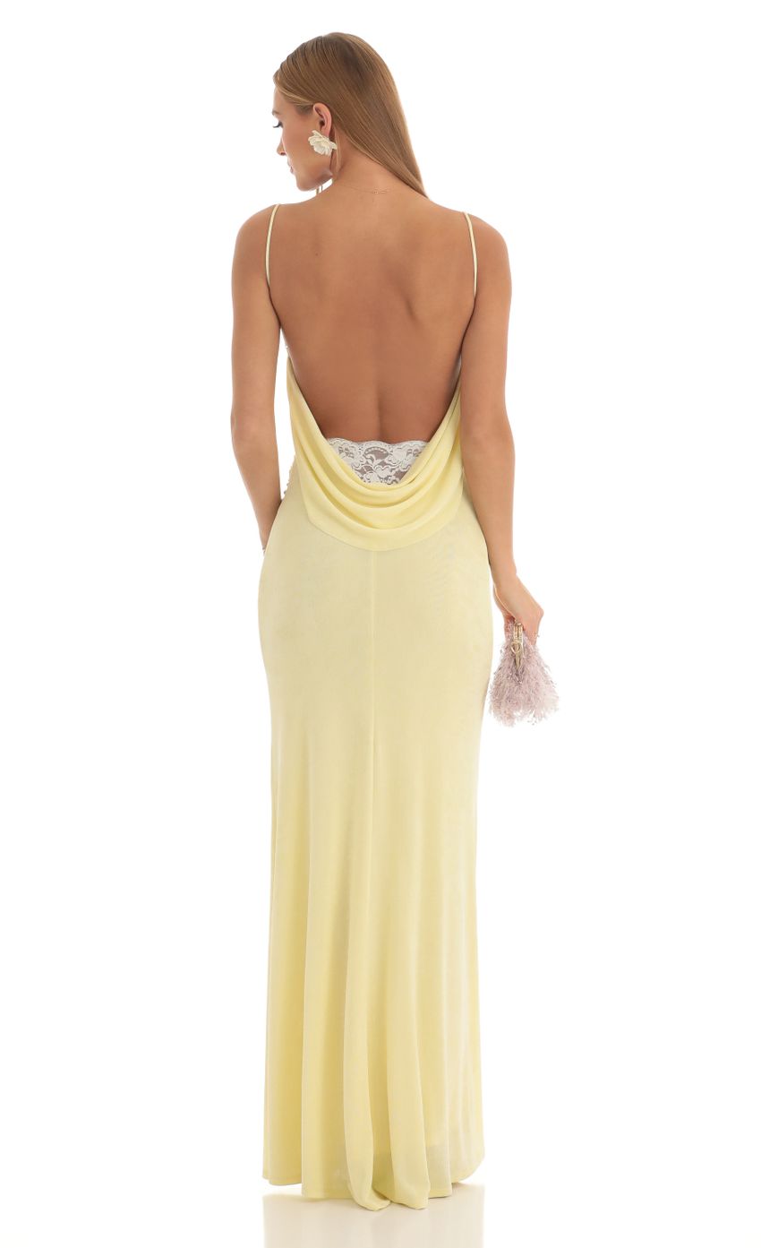 Lace Open Back Maxi Dress in Yellow