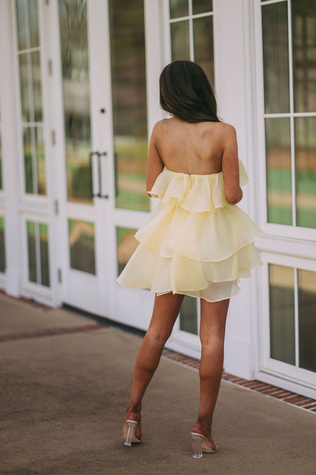 Organza Tiered Ruffle DressYellow