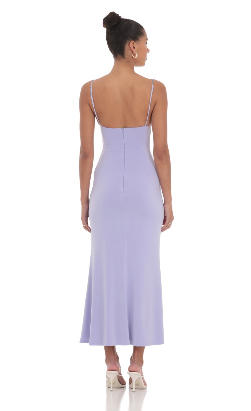 Ruched Cowl Neck Maxi Dress in Periwinkle