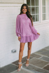 Eleanor Pleated Lace DressDusty Lavender