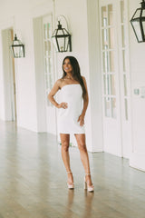 Celia Strapless Mini Dress White