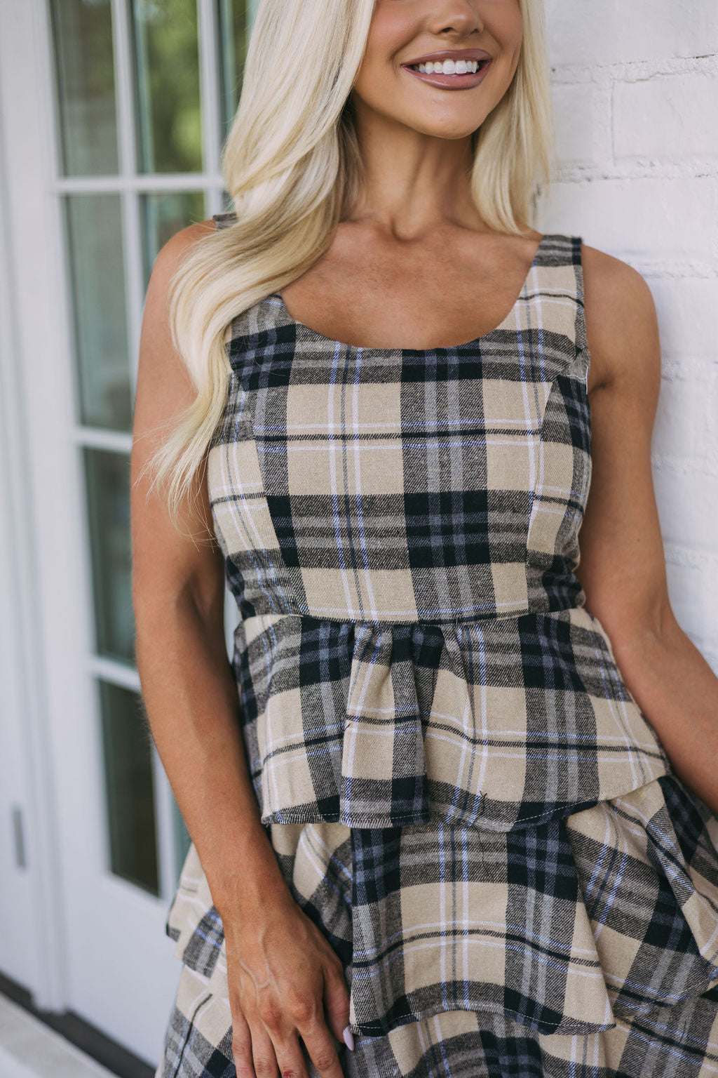 Plaid Ruffle Detailed Dress