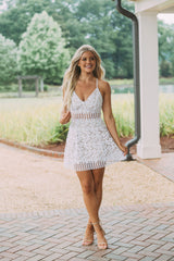 Hope Lace Dress-White/Nude