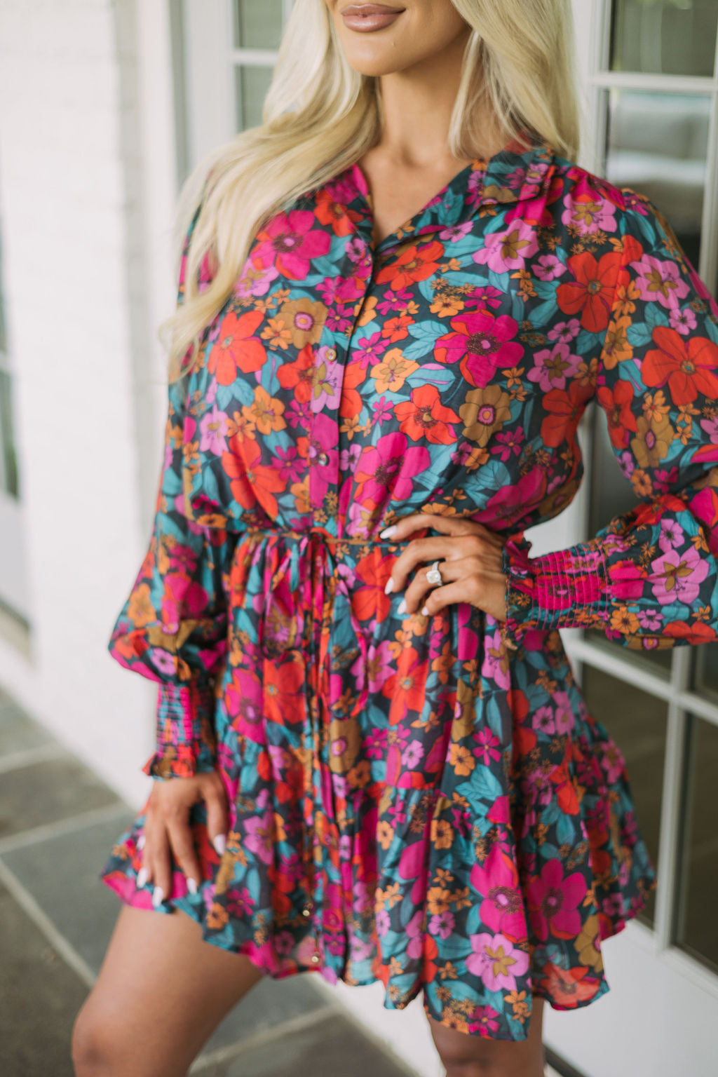 Dainty Waist Tie Floral Dress