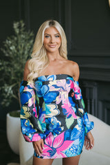 Vibrant OTS Floral Dress