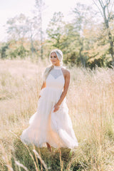 Tiered Tulle Maxi Dress-Cream