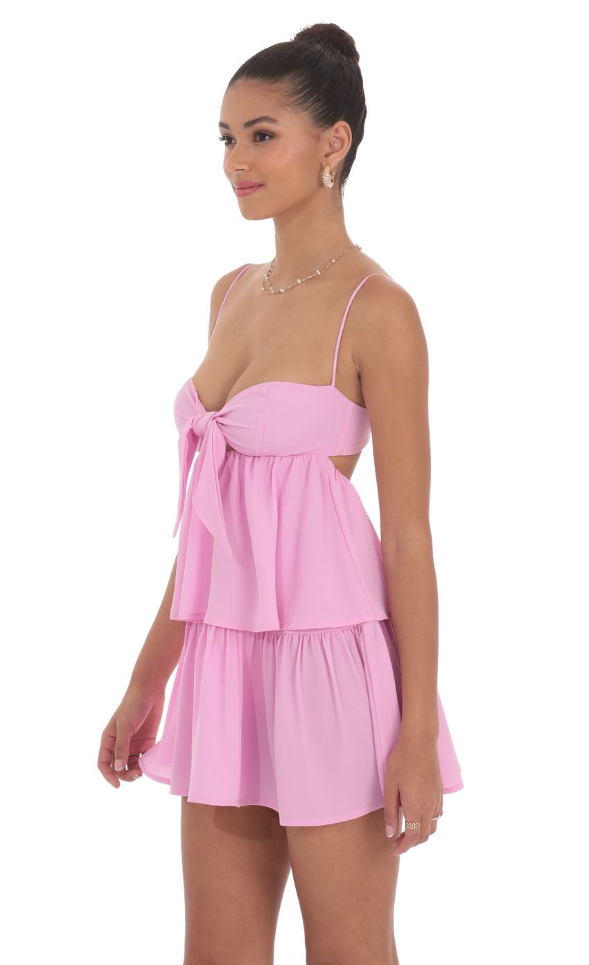 Ruffle Front Tie Dress in Pink