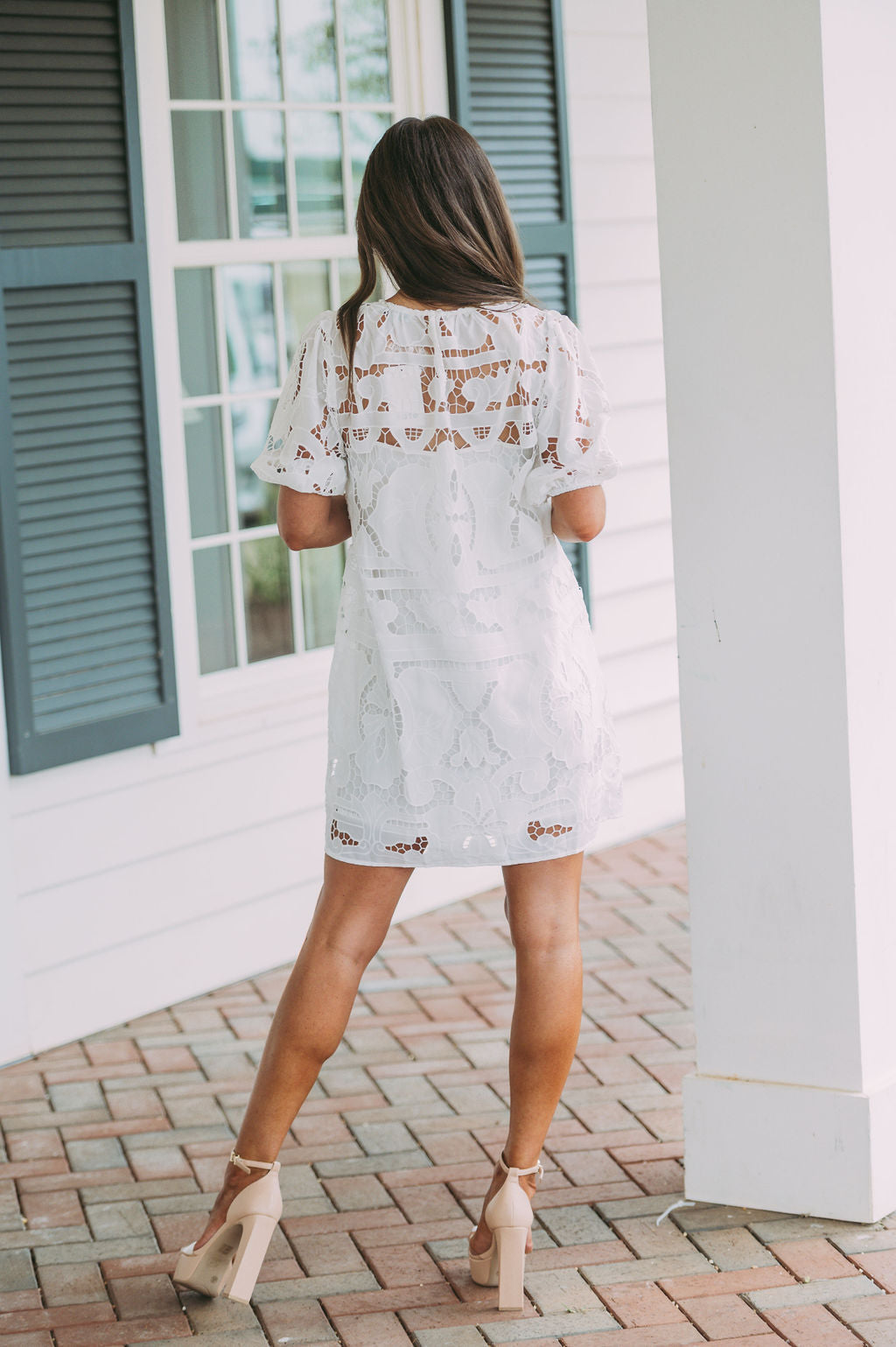 Kate Lace Embroidered Dress Off White