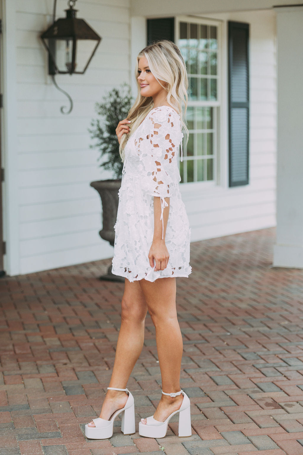 Channing Lace Dress-White