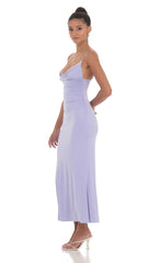 Ruched Cowl Neck Maxi Dress in Periwinkle