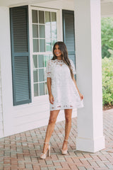 Kate Lace Embroidered Dress Off White