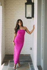 Textured Tube Dress-Berry Pink