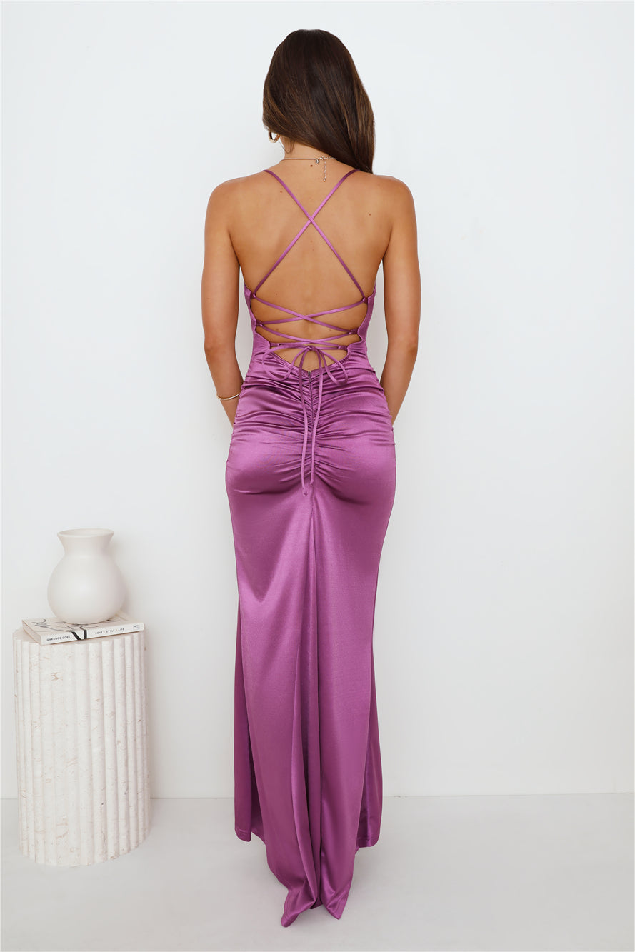 Events Of Class Satin Maxi Dress Purple