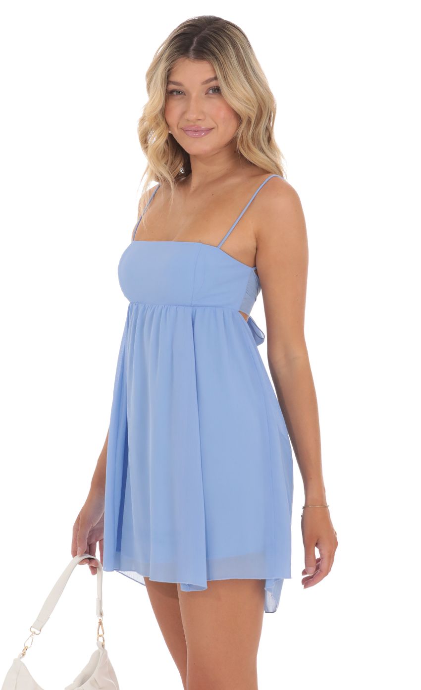 Chiffon Babydoll Dress in Light Blue