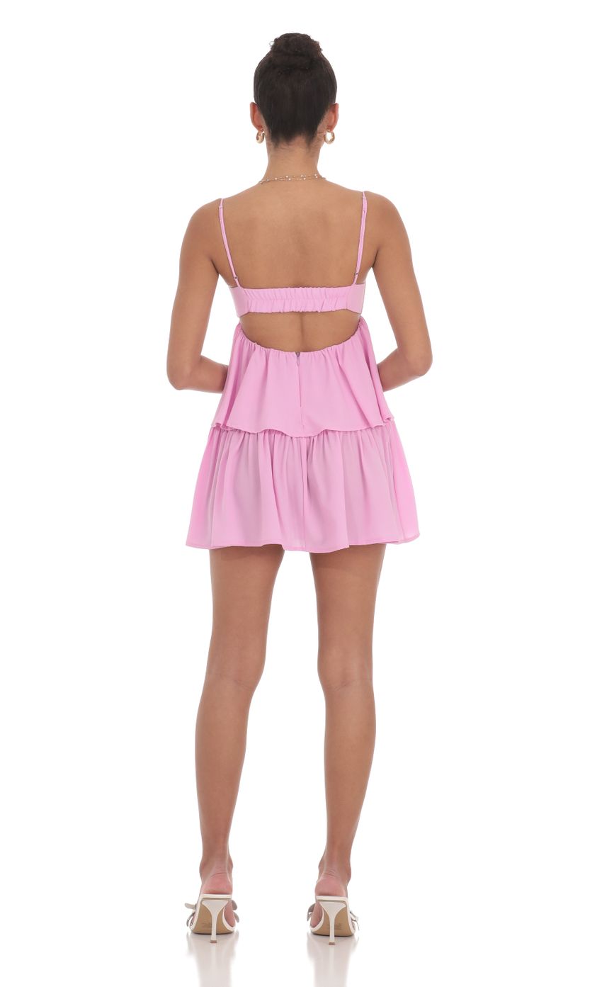 Ruffle Front Tie Dress in Pink