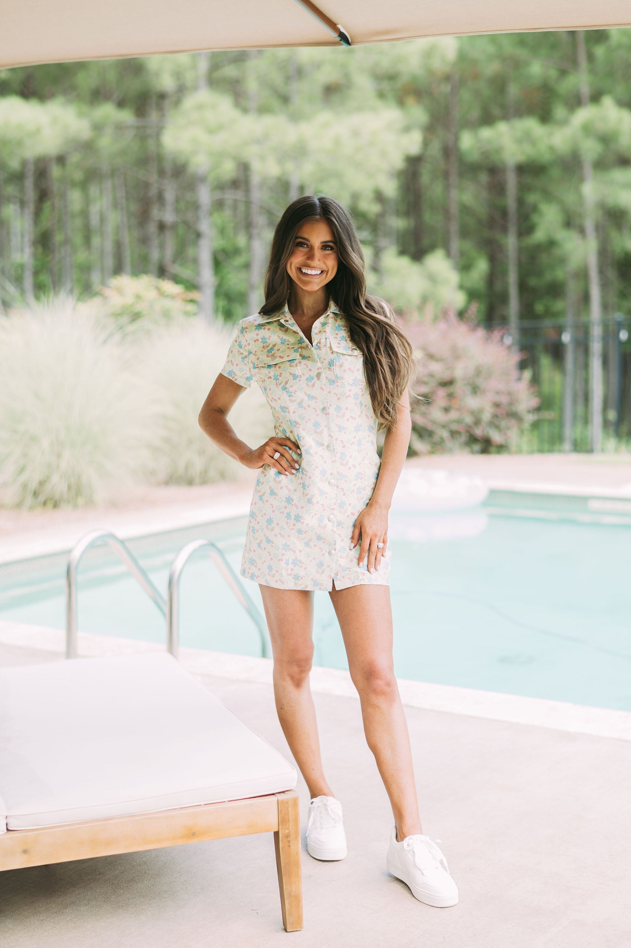 Nellie Floral Button Down Dress Lime Mix