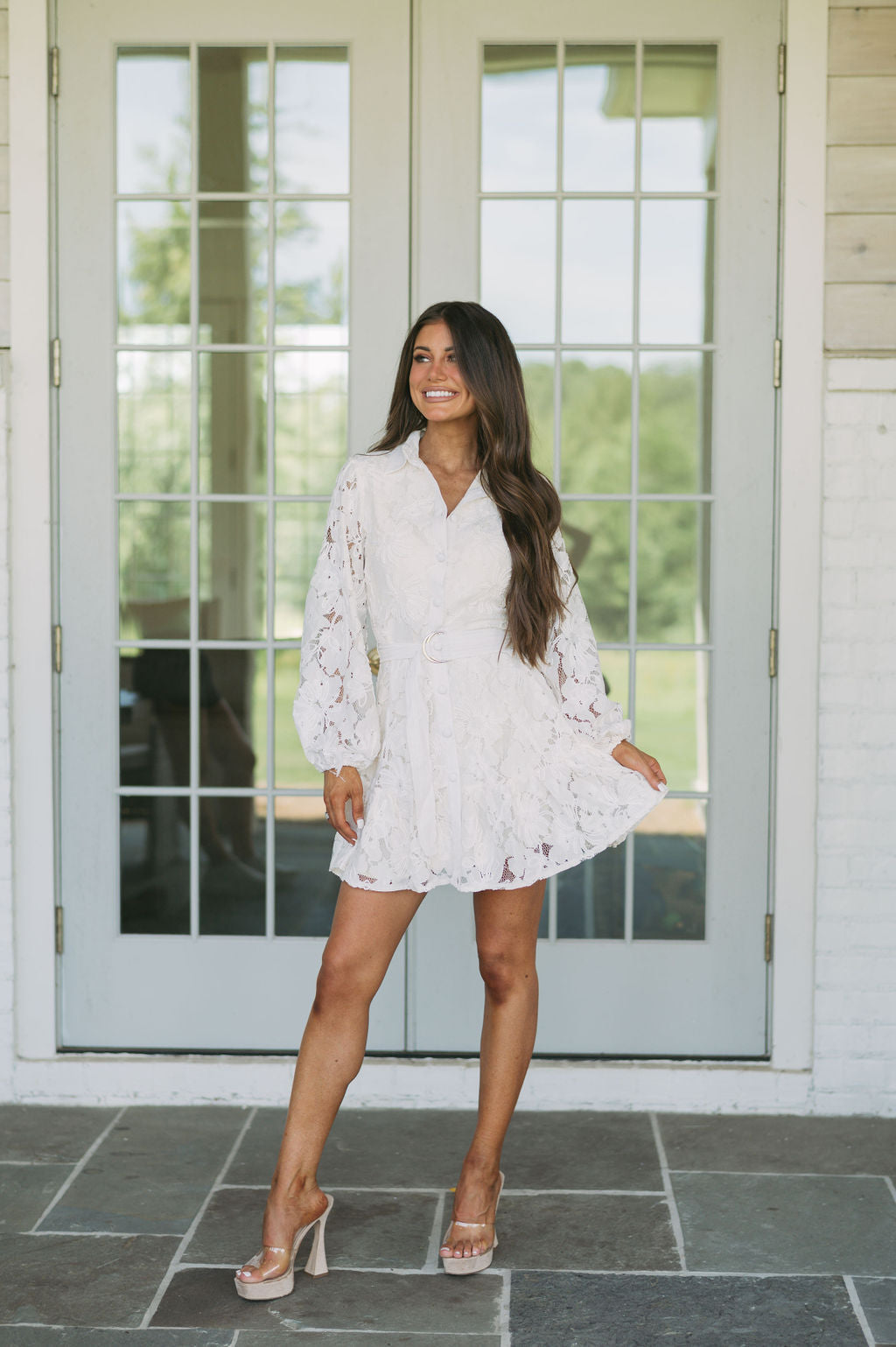 Laurel Lace Button Down Dress Ivory