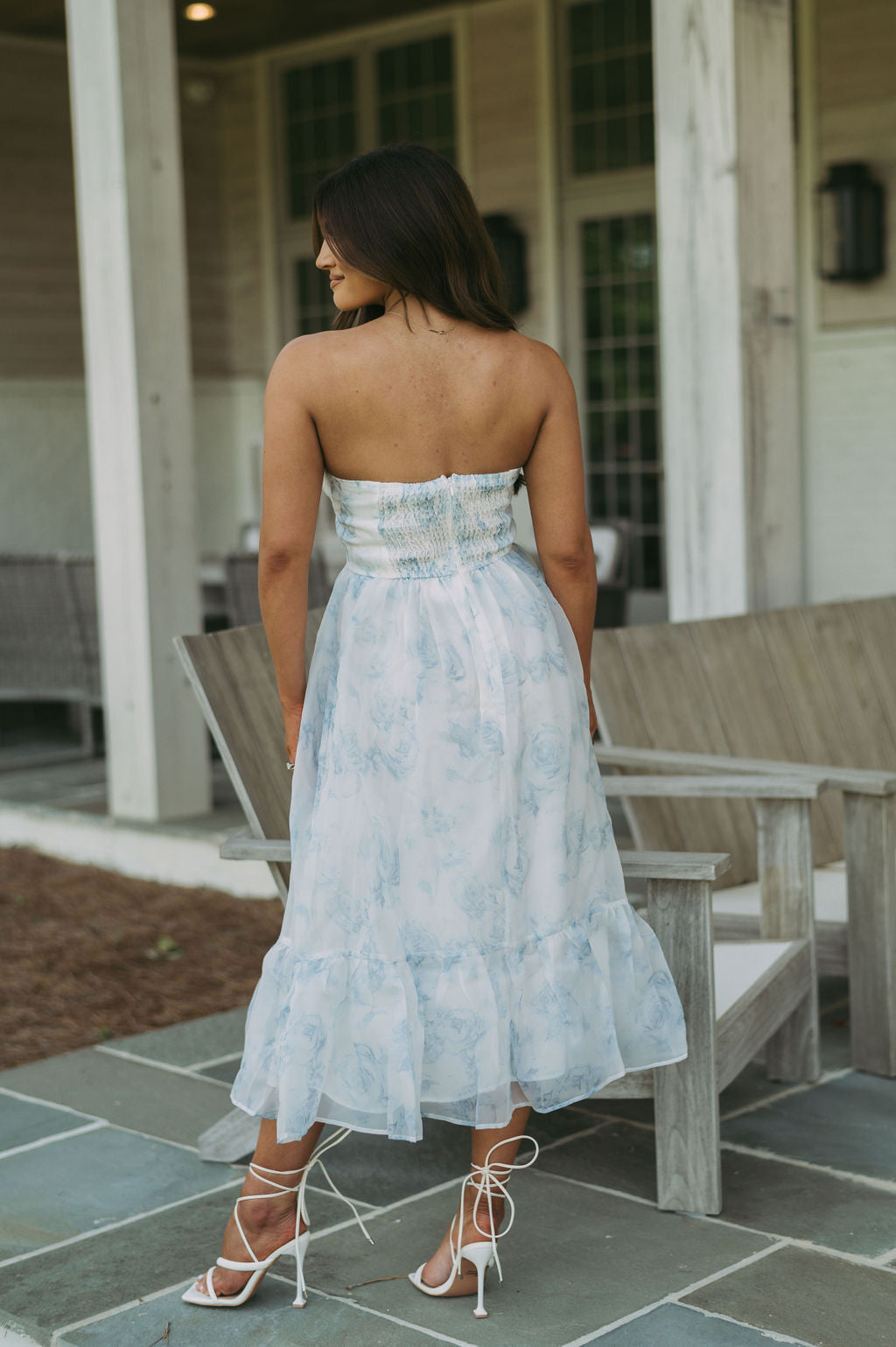 Elegant Strapless Floral Dress