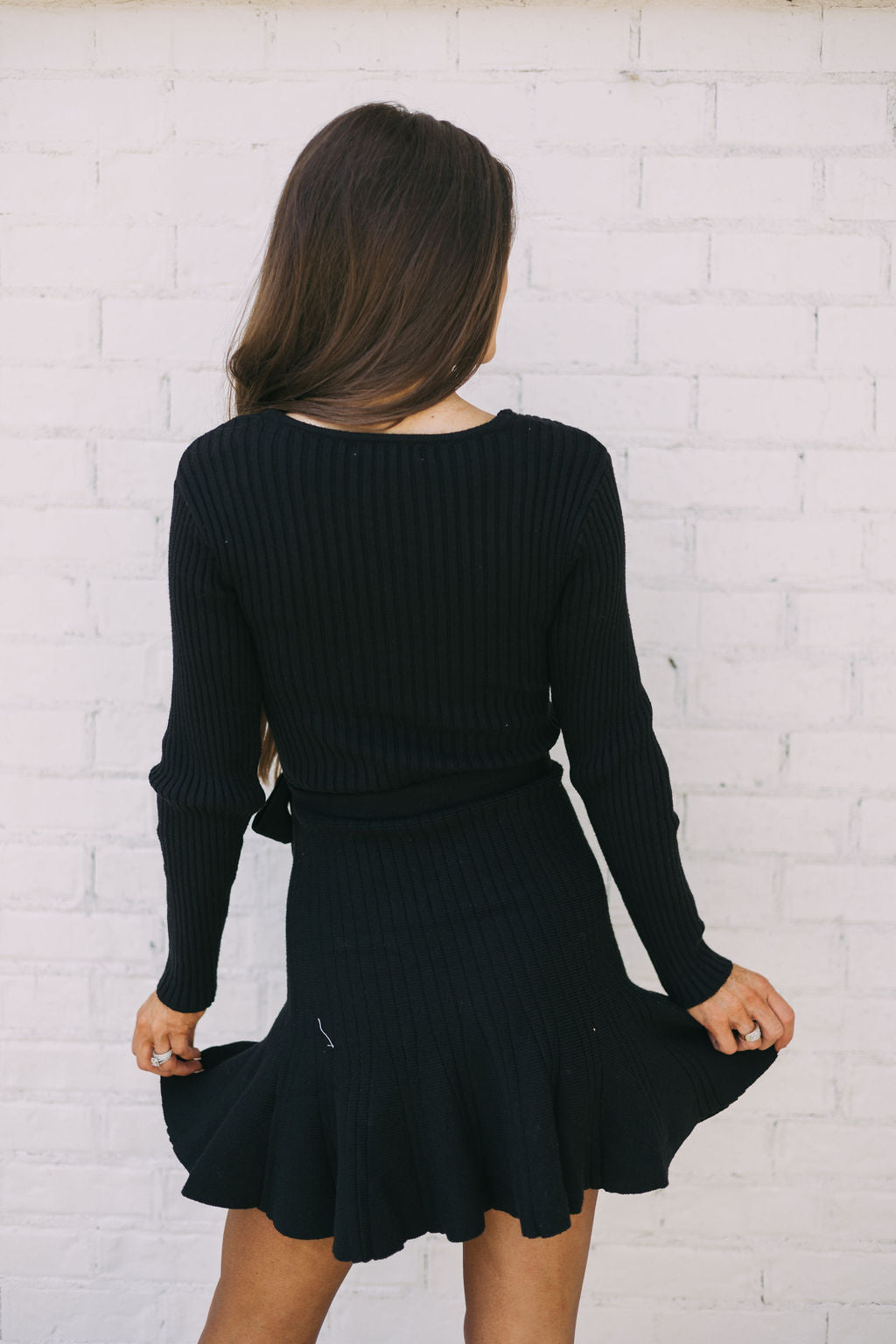 Ruffled Hem Sweater Knit Dress