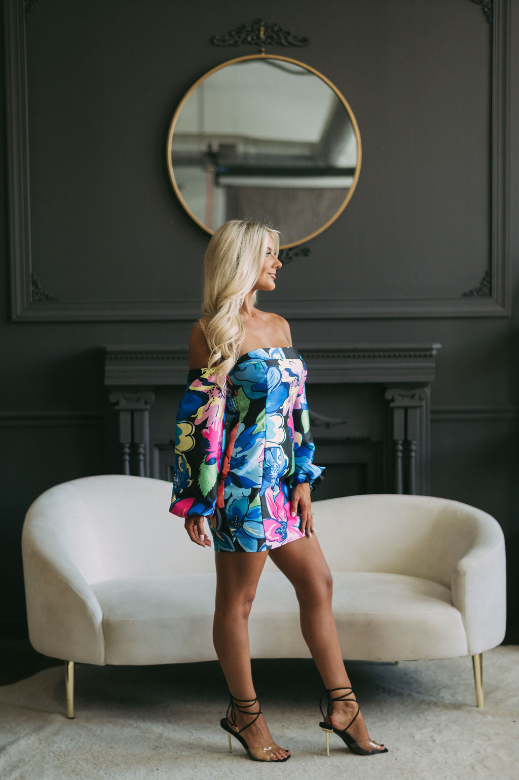 Vibrant OTS Floral Dress