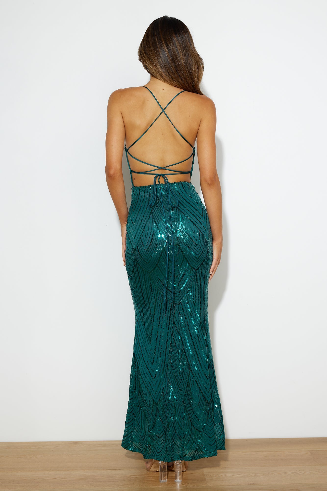 Own The Club Sequin Maxi Dress Teal