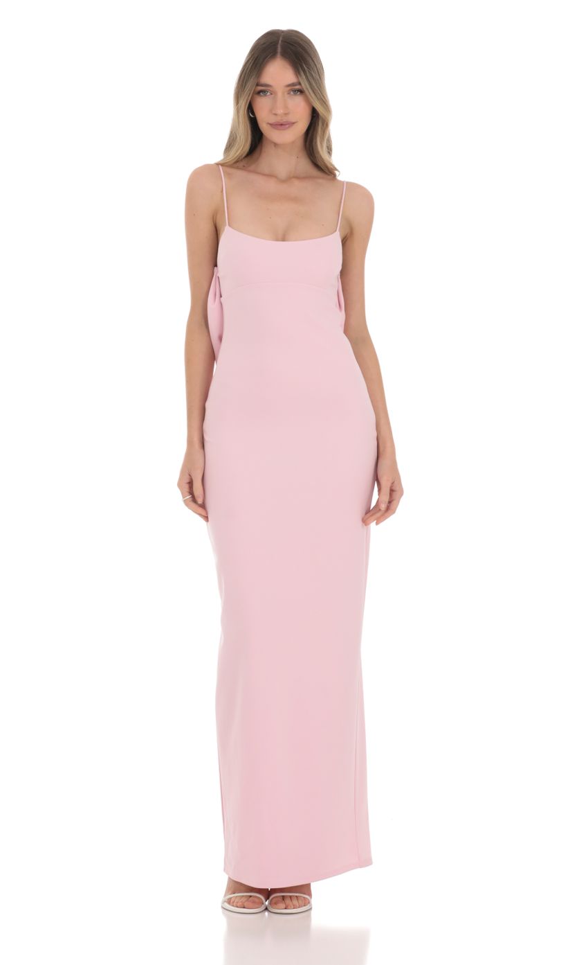 Back Bow Maxi Dress in Pink