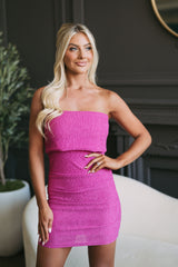 Tabby Textured Tube Dress Fuchsia