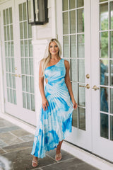 One Shoulder Tie Dye Midi Dress