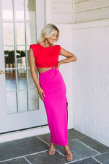 O-Ring Slit DressFuchsia/Red