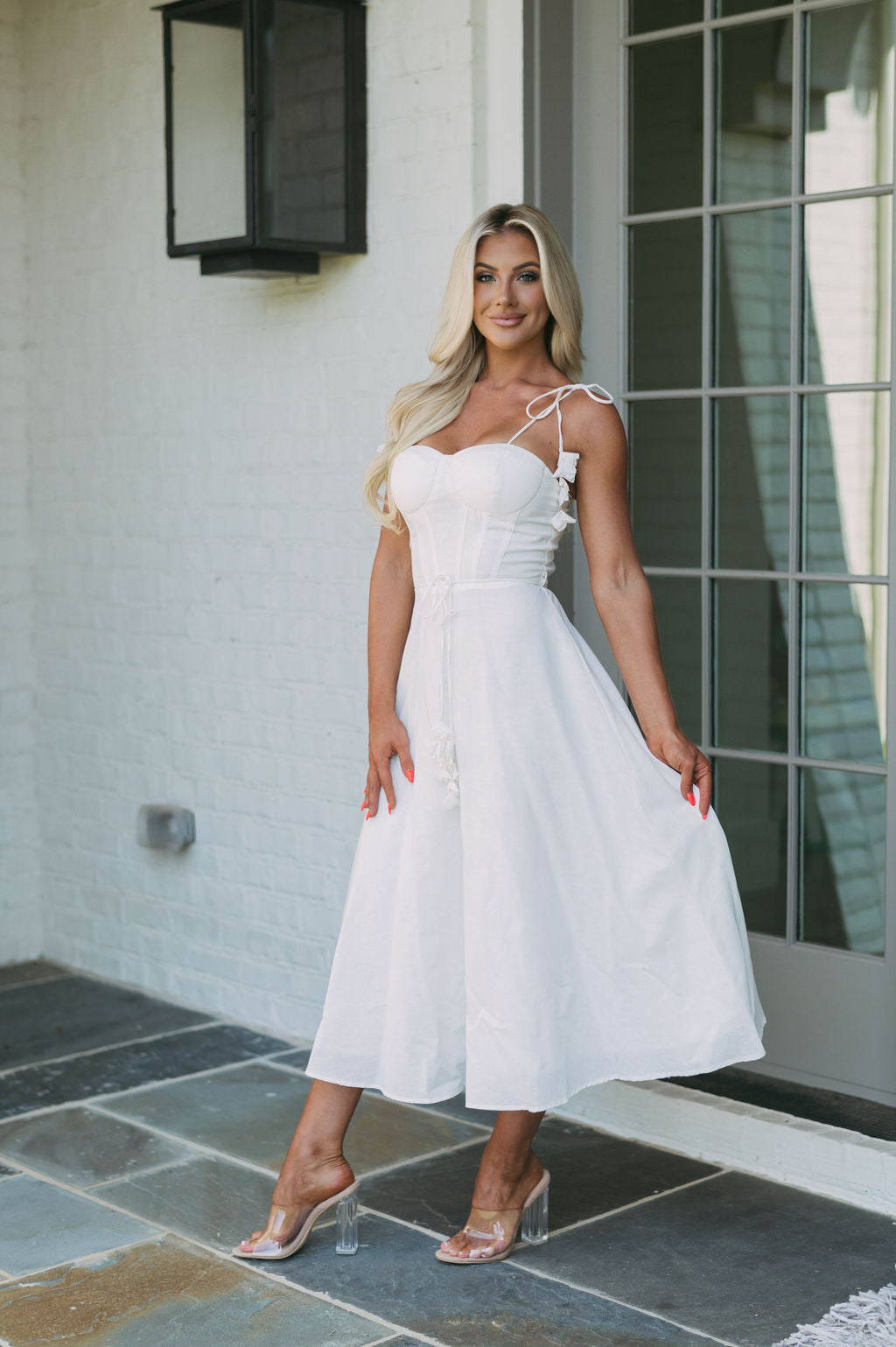 Linen Bustier Midi Dress