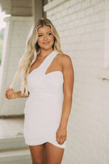 One Shoulder Texture DressWhite// PETITE