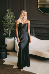 Gwynn Satin Gown-Black