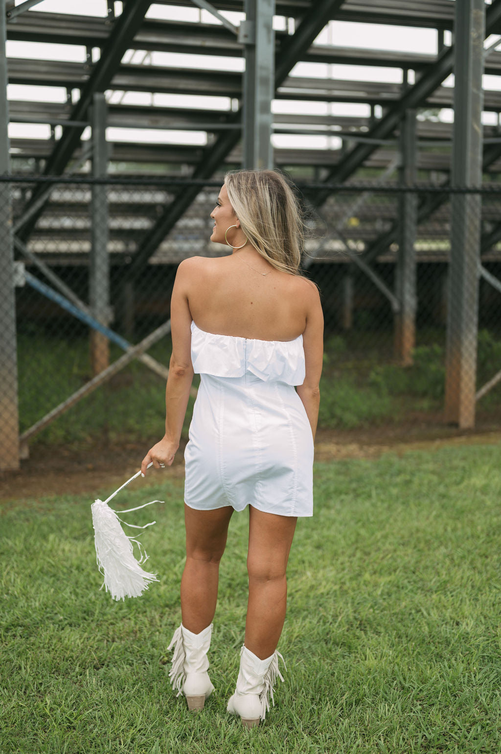 Strapless Ruffle Tube Dress White