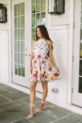 Floral Embellished Halter Dress