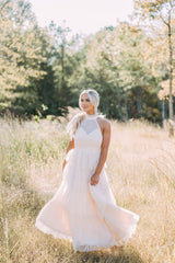 Tiered Tulle Maxi Dress-Cream