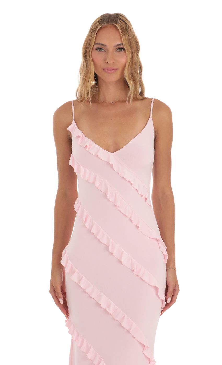 Ruffle Maxi Dress in Pink