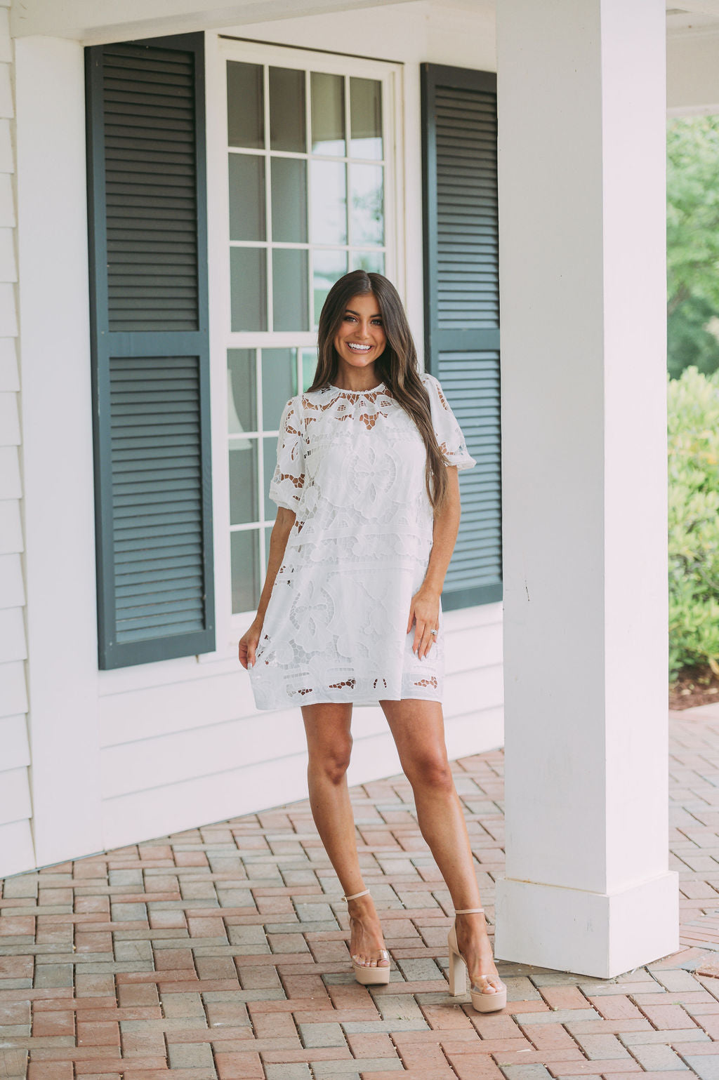 Kate Lace Embroidered Dress Off White