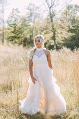 Tiered Tulle Maxi Dress-Cream