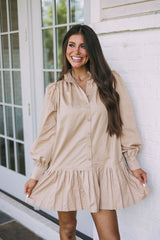 Pleated Hem Shirt Dress