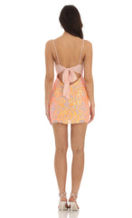 Dovy Orange Sequin Bodycon Dress in Nude