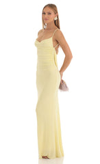 Lace Open Back Maxi Dress in Yellow