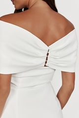 Gwyneth Off Shoulder Bow Mini Dress White